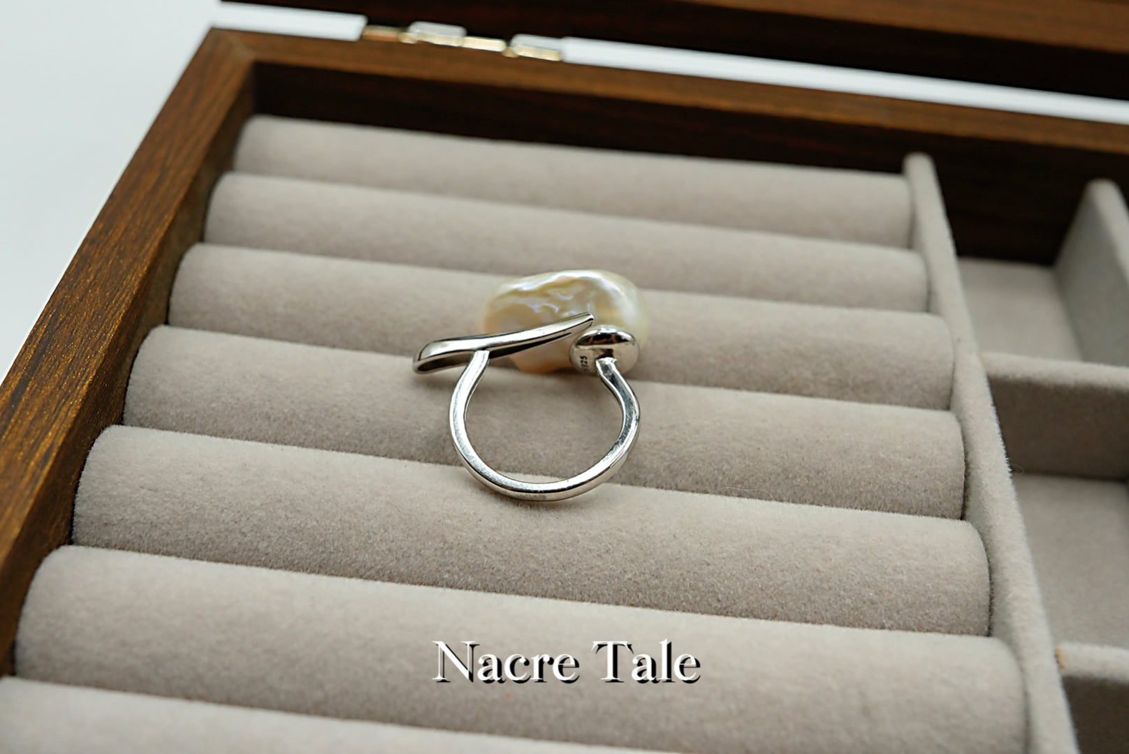 Nacre Tale Baroque Pearl Ring - Sterling Silver with Unique Organic-Shaped Pearl