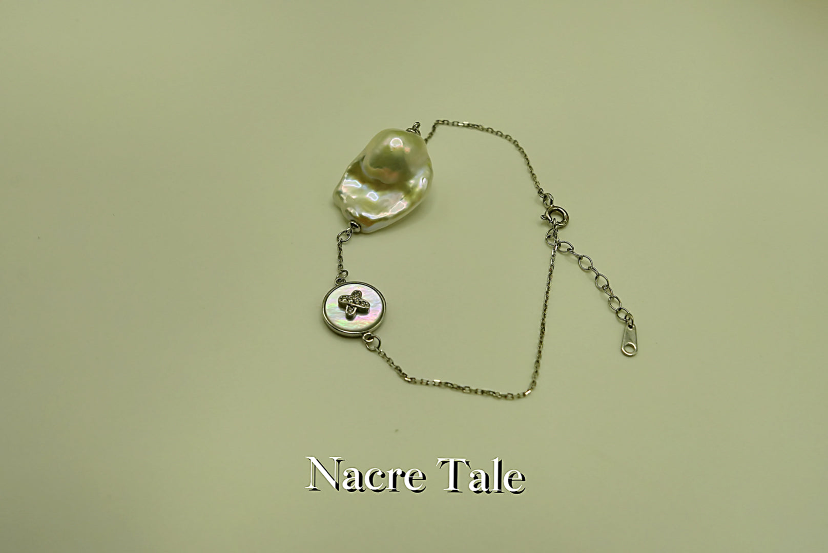 Nacre Tale Baroque Pearl & Mother-of-Pearl Charm Bracelet - Sterling Silver with Rhinestone Accents