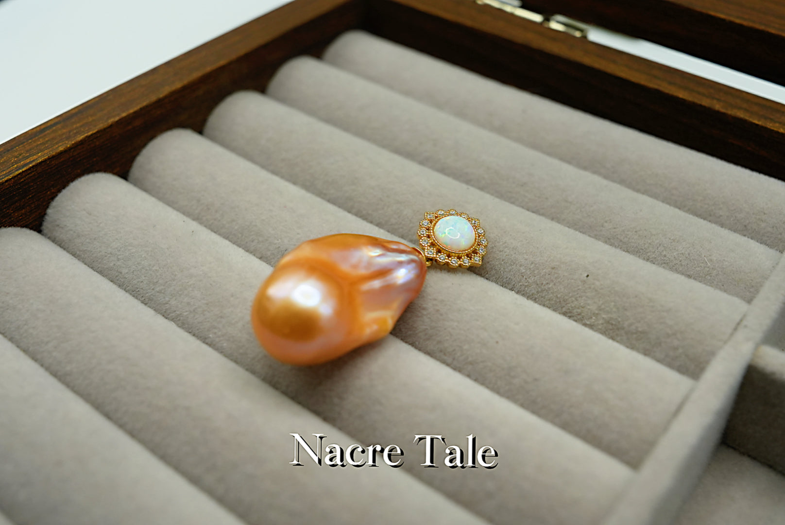 Nacre Tale Baroque Pearl & Opal Pendant - Gold-Tone with Diamond Accents