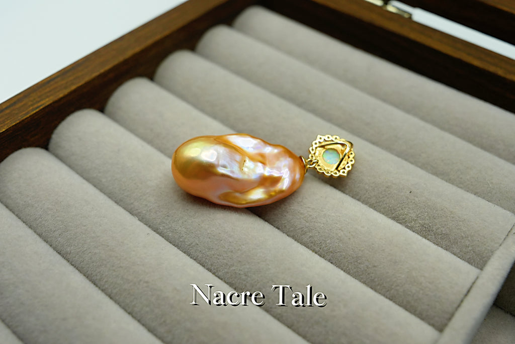 Nacre Tale Baroque Pearl & Opal Pendant - Gold-Tone with Diamond Accents