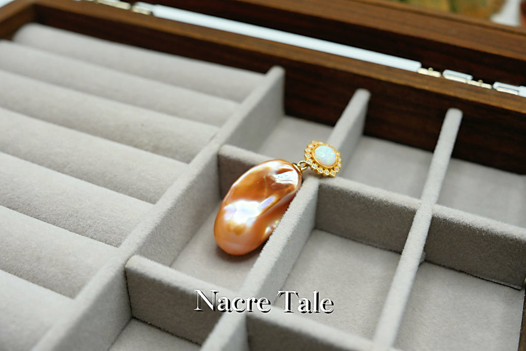 Nacre Tale Baroque Pearl & Opal Pendant - Gold-Tone with Diamond Accents