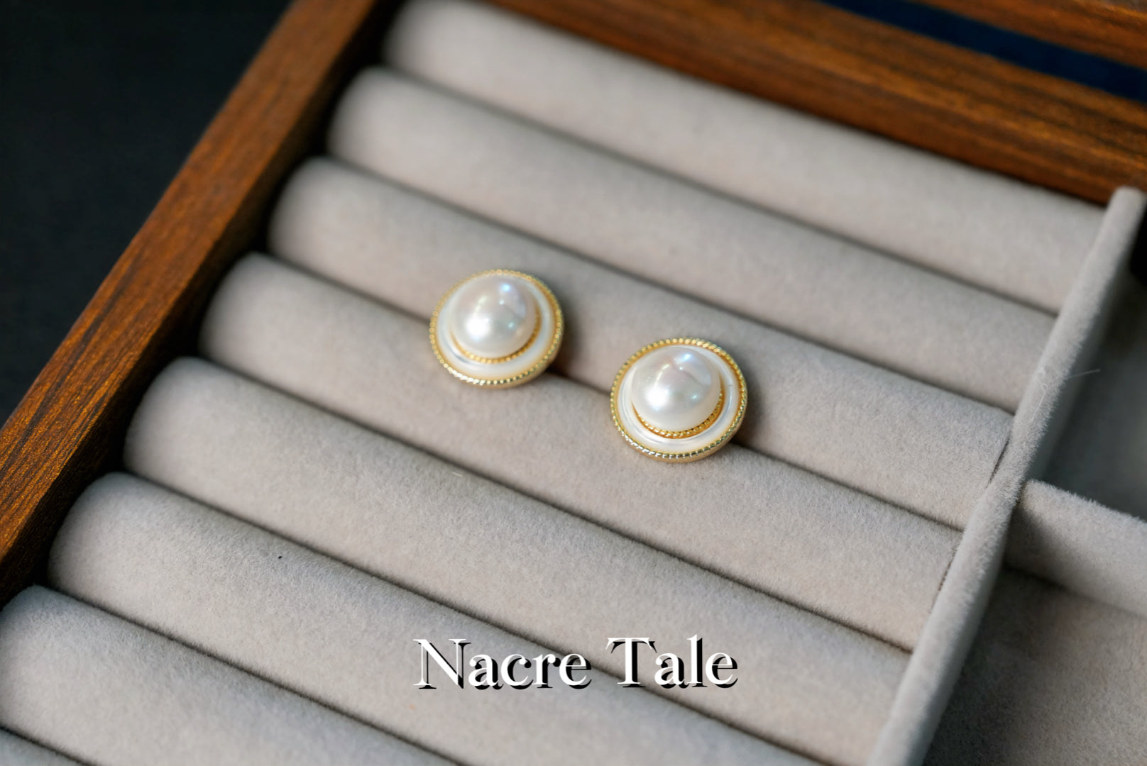 Nacre Tale Classic Pearl Stud Earrings - Genuine Pearls with Gold-Tone Setting