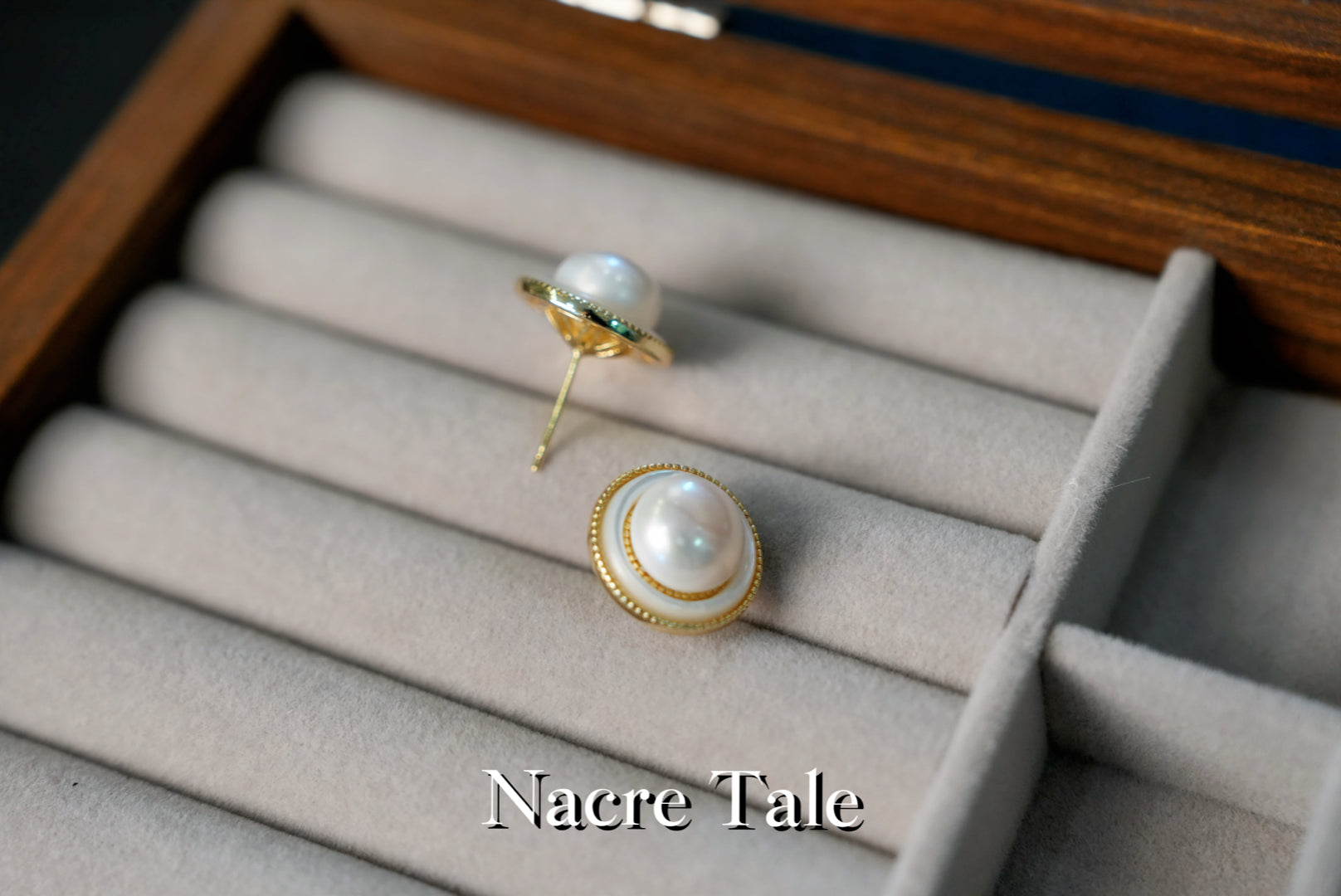 Nacre Tale Classic Pearl Stud Earrings - Genuine Pearls with Gold-Tone Setting