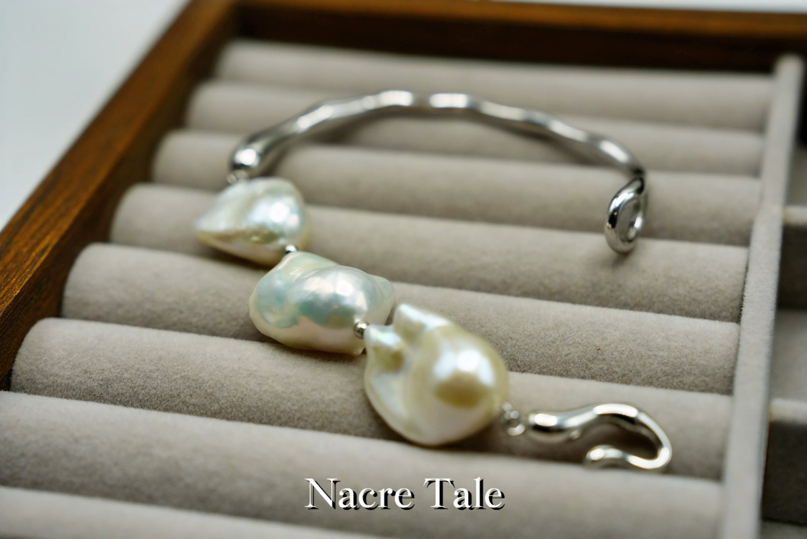 Nacre Tale Baroque Pearl Cuff Bracelet - Sterling Silver with Natural Baroque Pearls