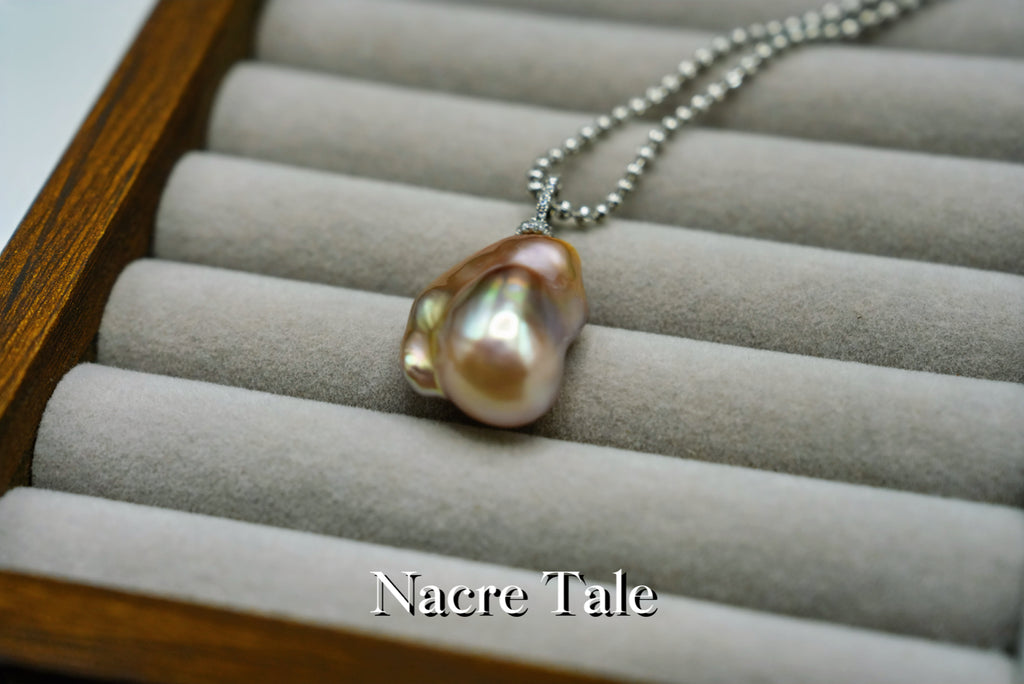 Nacre Tale Baroque Pearl Pendant Necklace - Organic-Shaped Pearl on Sterling Silver Chain