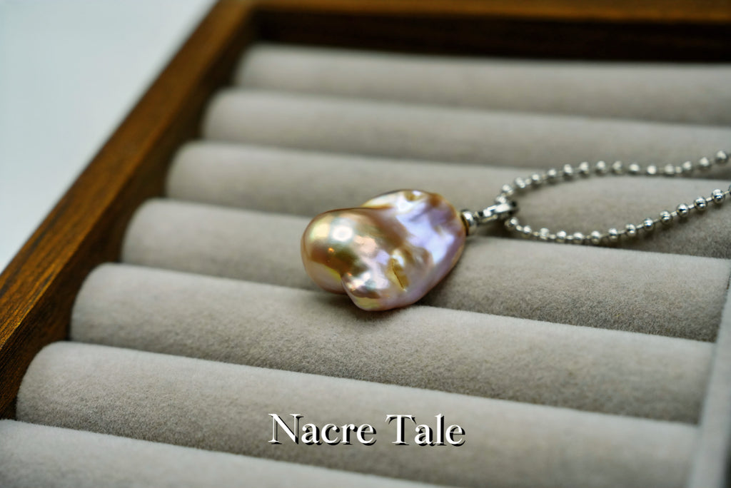 Nacre Tale Baroque Pearl Pendant Necklace - Organic-Shaped Pearl on Sterling Silver Chain