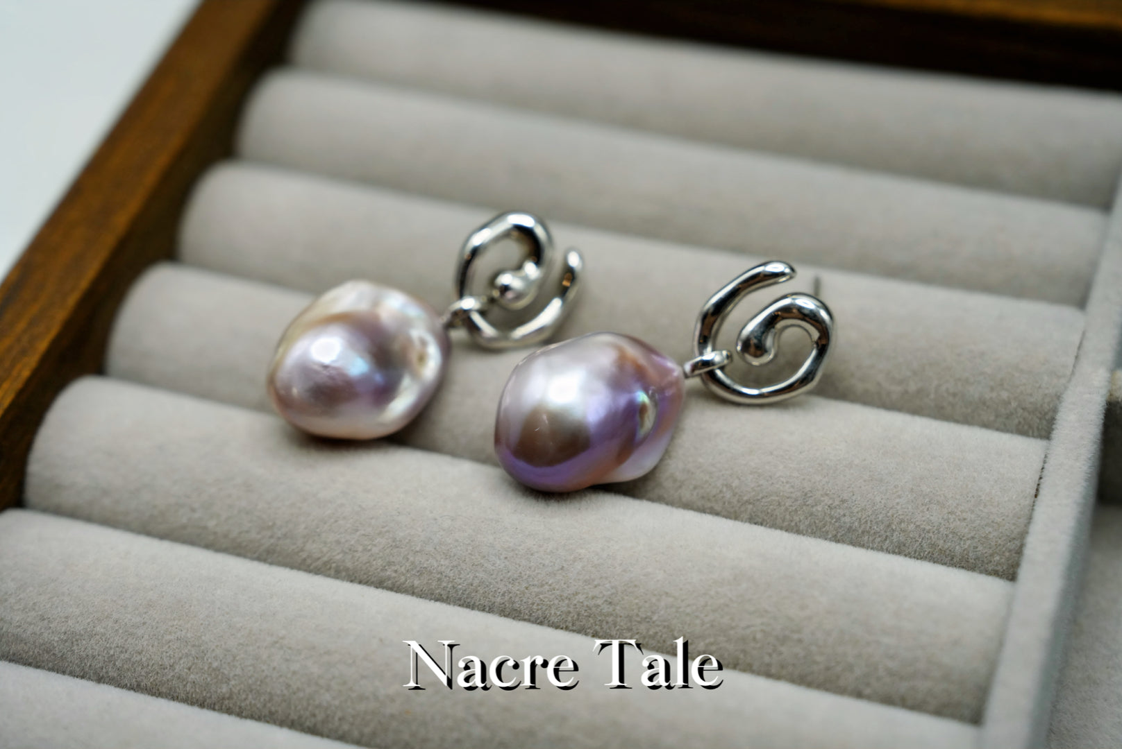 Nacre Tale Violet Baroque Pearl Earrings - Sterling Silver with Natural Purple Pearls