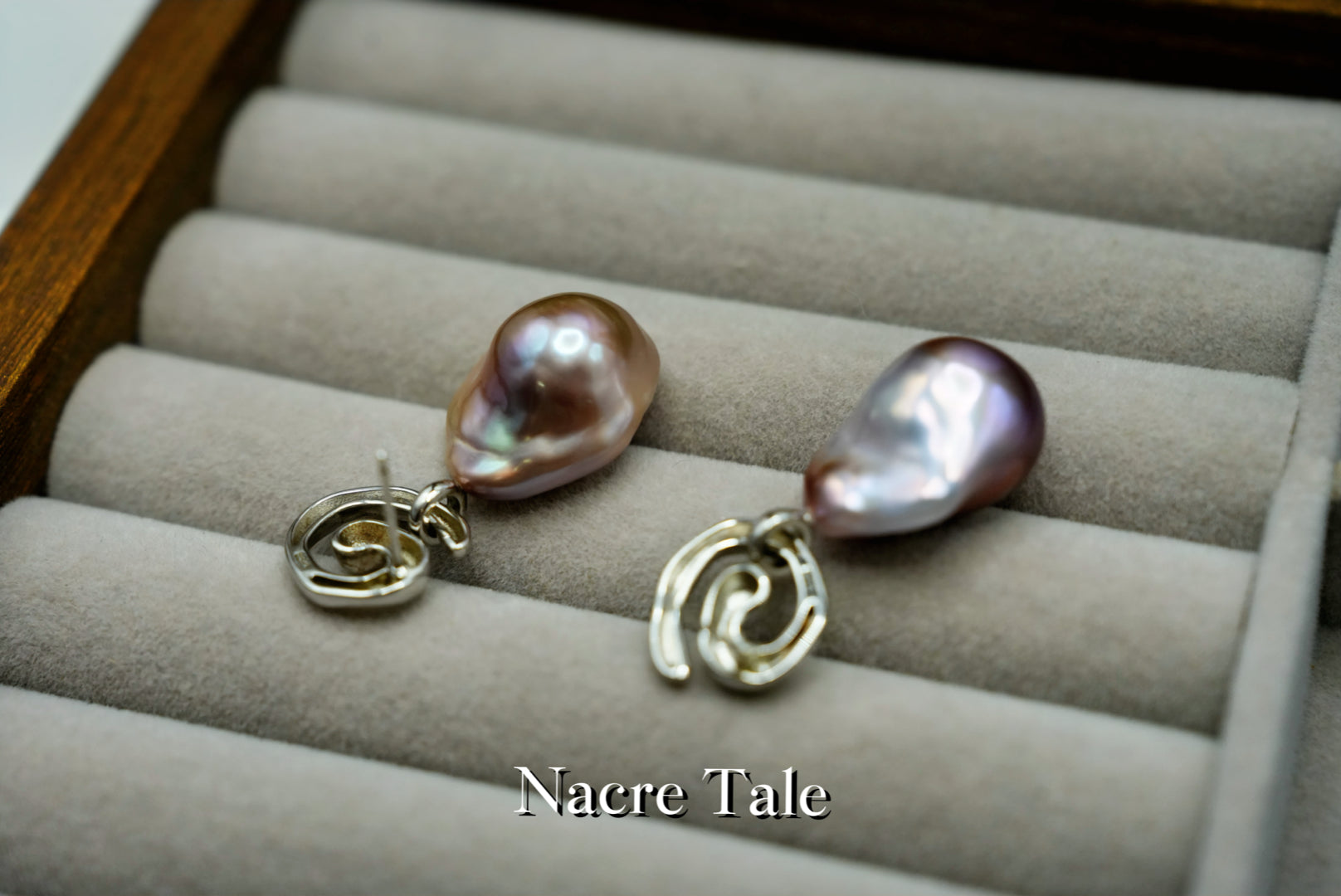 Nacre Tale Violet Baroque Pearl Earrings - Sterling Silver with Natural Purple Pearls