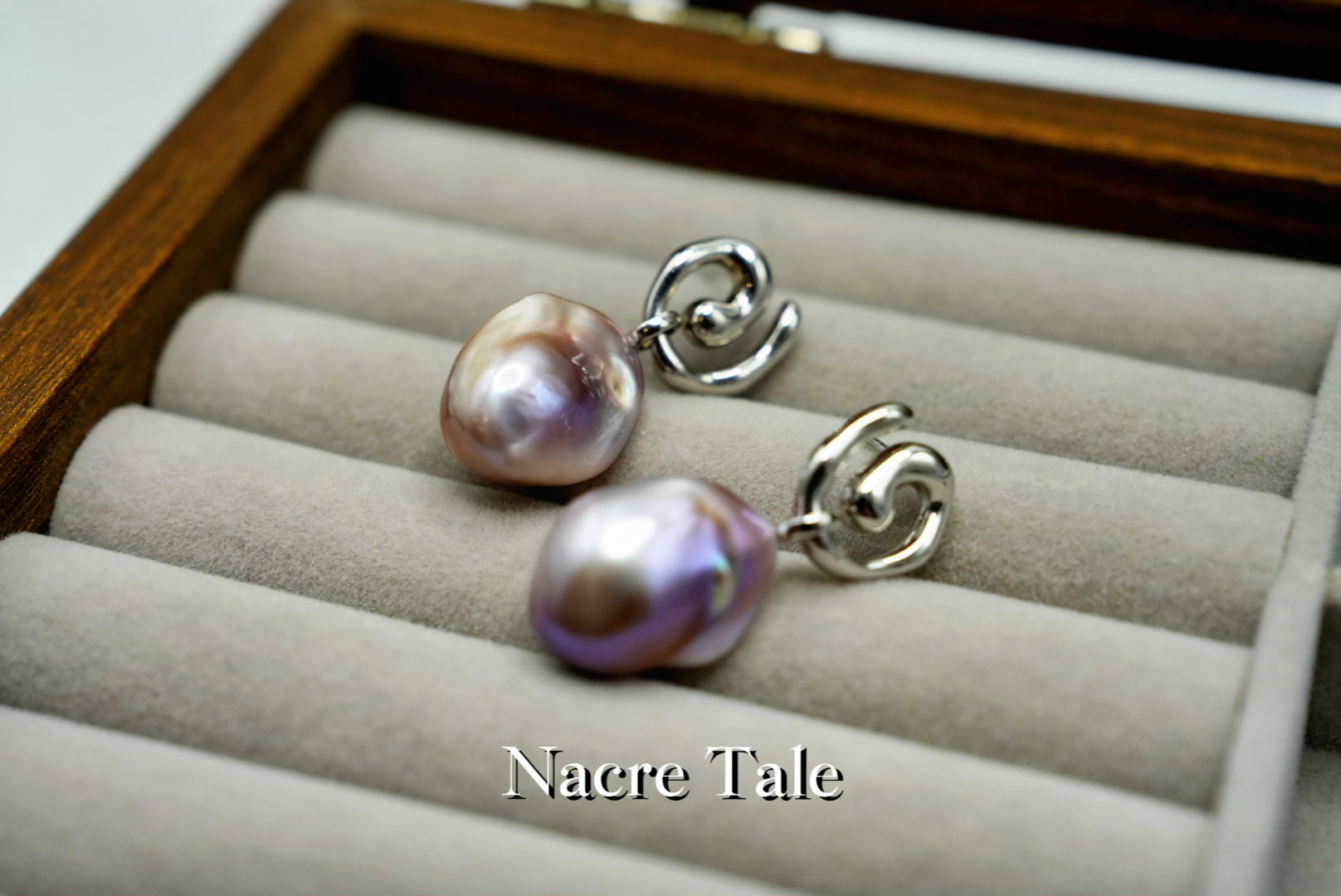 Nacre Tale Violet Baroque Pearl Earrings - Sterling Silver with Natural Purple Pearls
