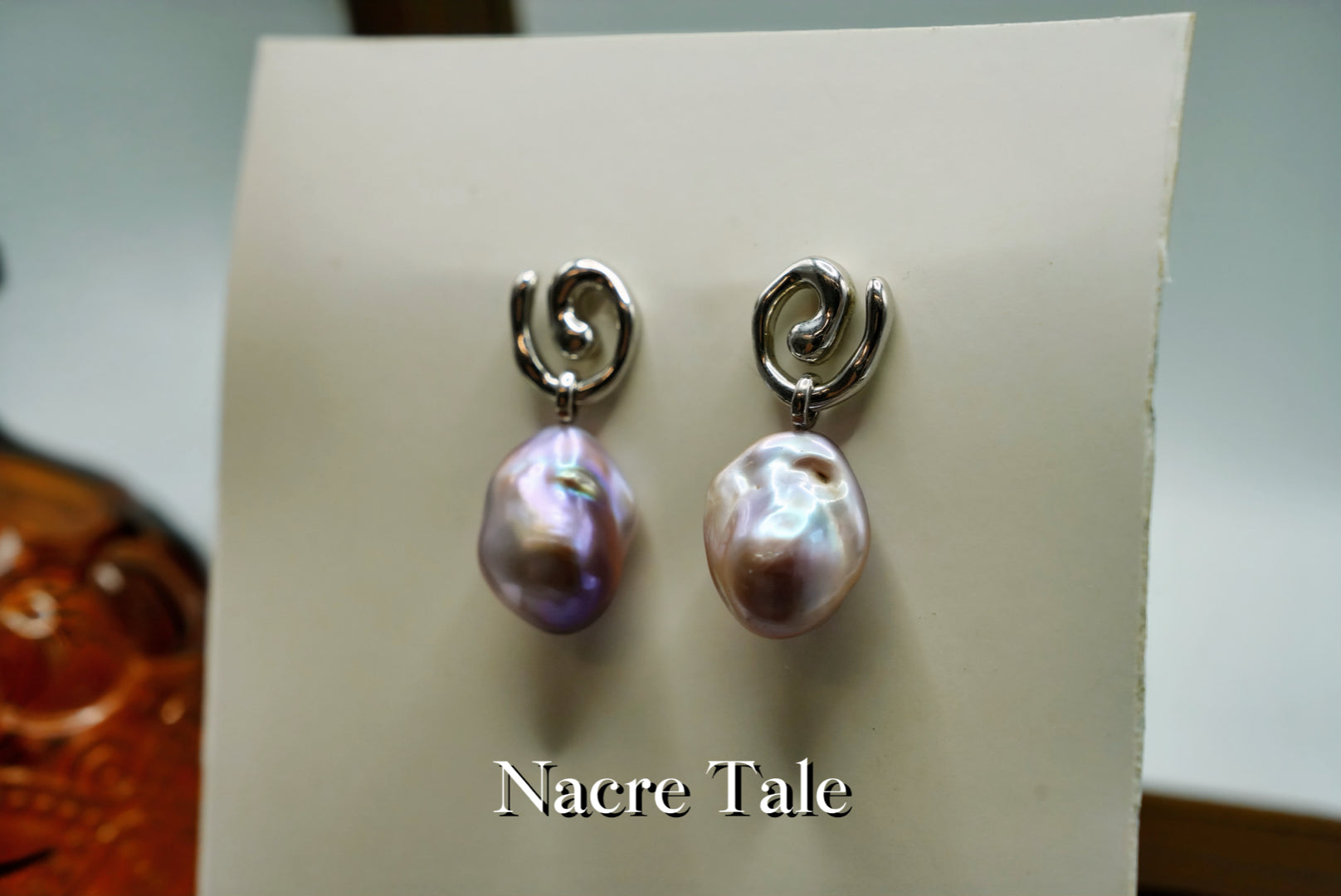 Nacre Tale Violet Baroque Pearl Earrings - Sterling Silver with Natural Purple Pearls
