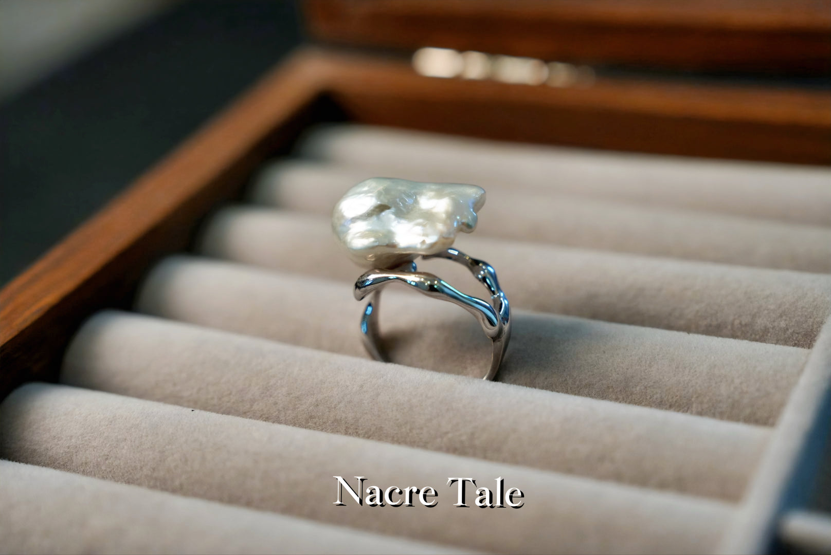 Nacre Tale Baroque Pearl Statement Ring - Sterling Silver with 12mm Unique Pearl