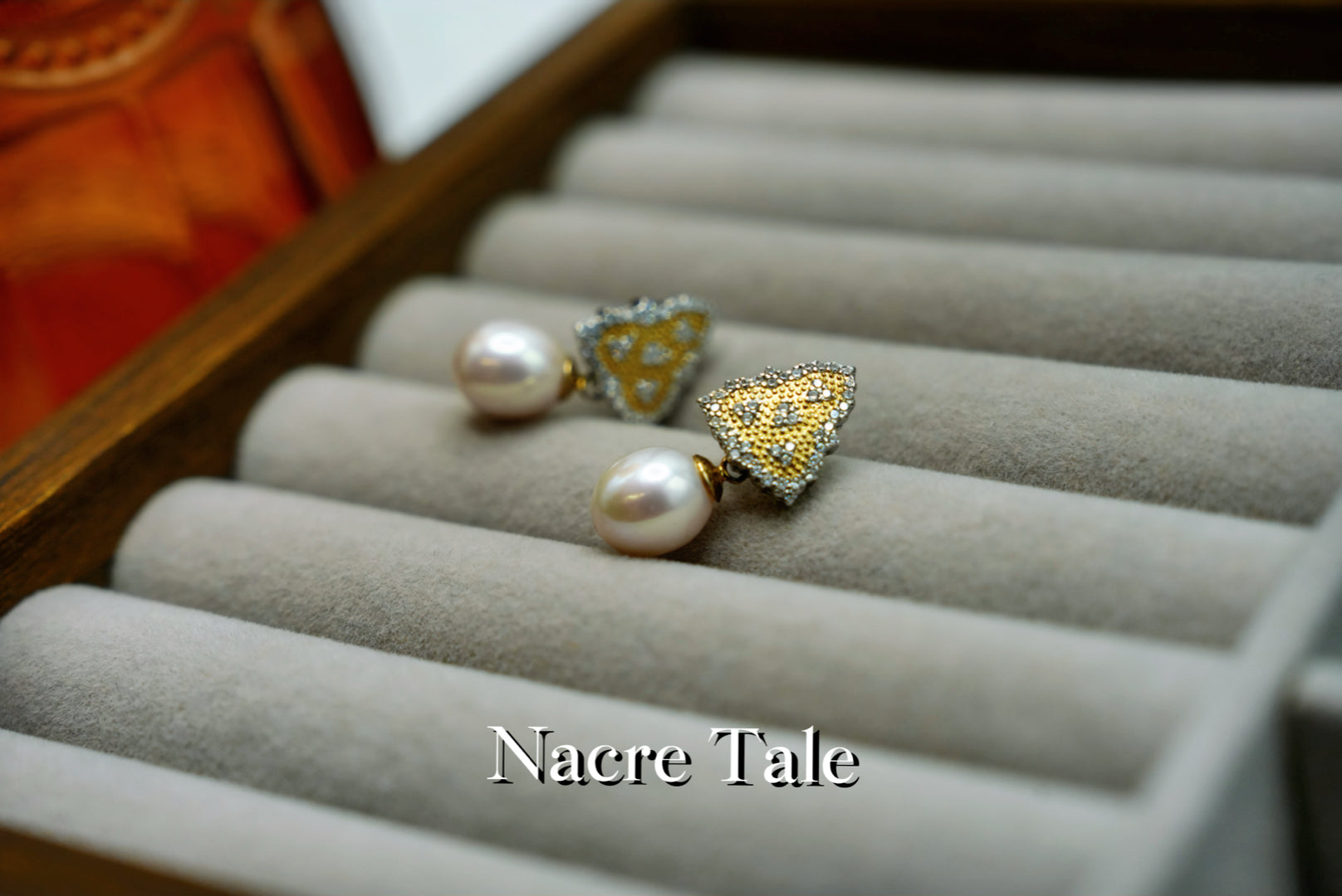 Nacre Tale Geometric Pearl Drop Earrings - Sterling Silver with Cubic Zirconia & Natural Pearls