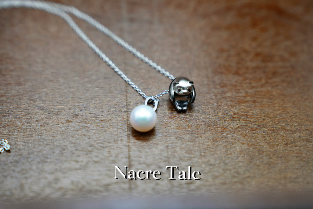 Nacre Tale Panda & Pearl Charm Necklace - Sterling Silver with Freshwater Pearl