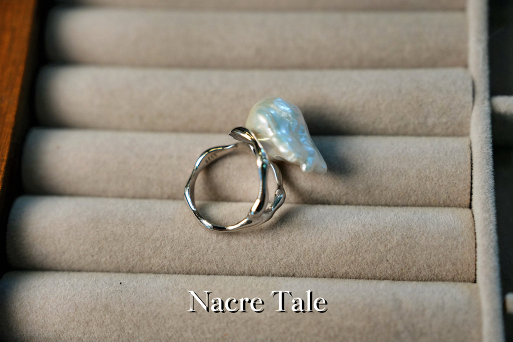 Nacre Tale Baroque Pearl Statement Ring - Sterling Silver with 12mm Unique Pearl