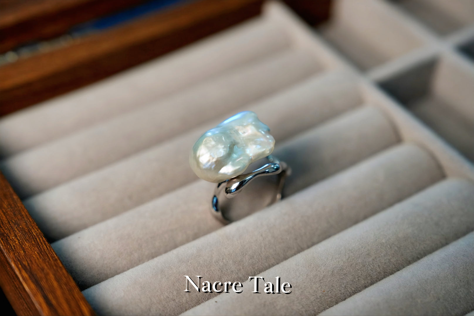 Nacre Tale Baroque Pearl Statement Ring - Sterling Silver with 12mm Unique Pearl