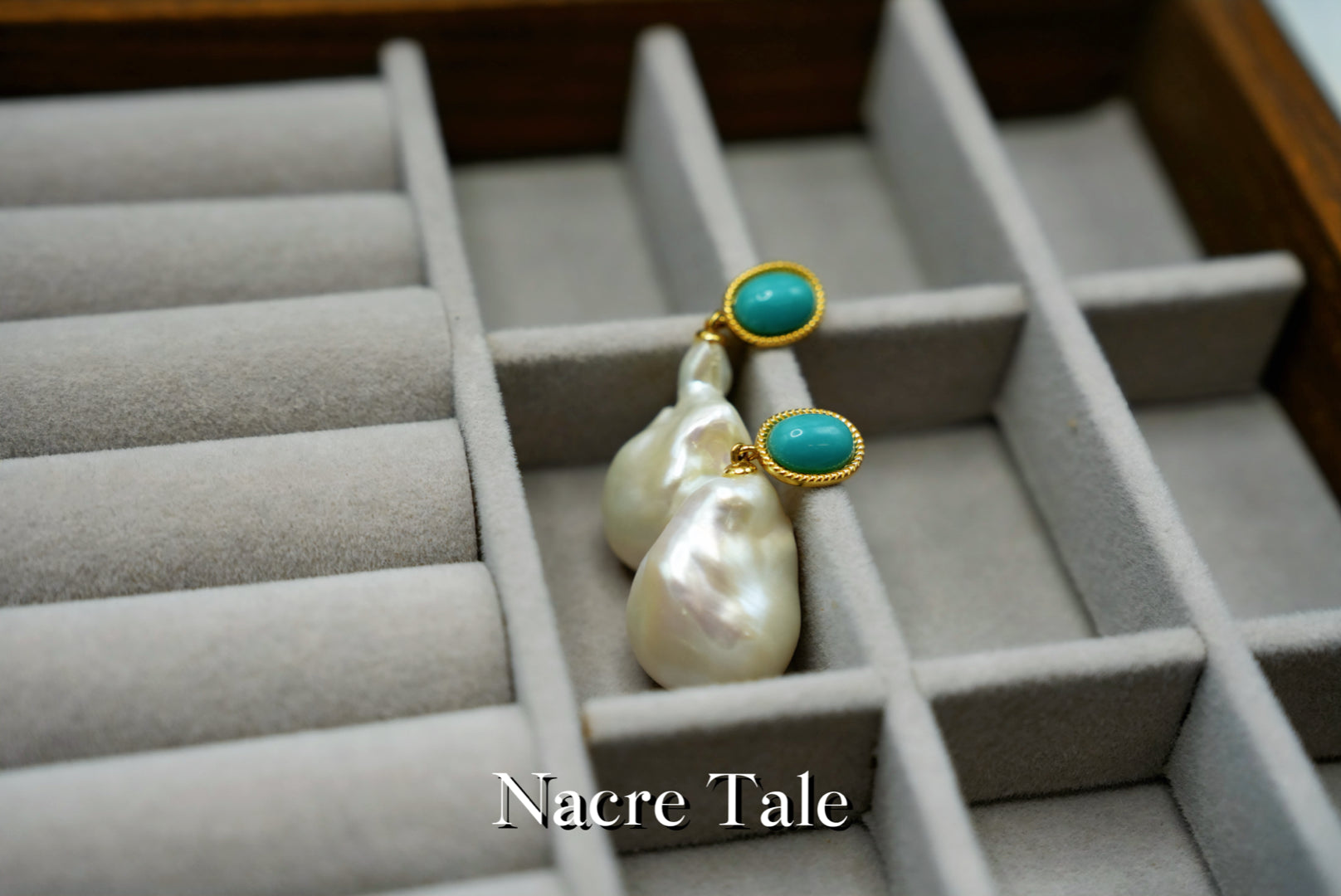 Nacre Tale Baroque Pearl & Turquoise Drop Earrings - Gold-tone Bohemian Elegance