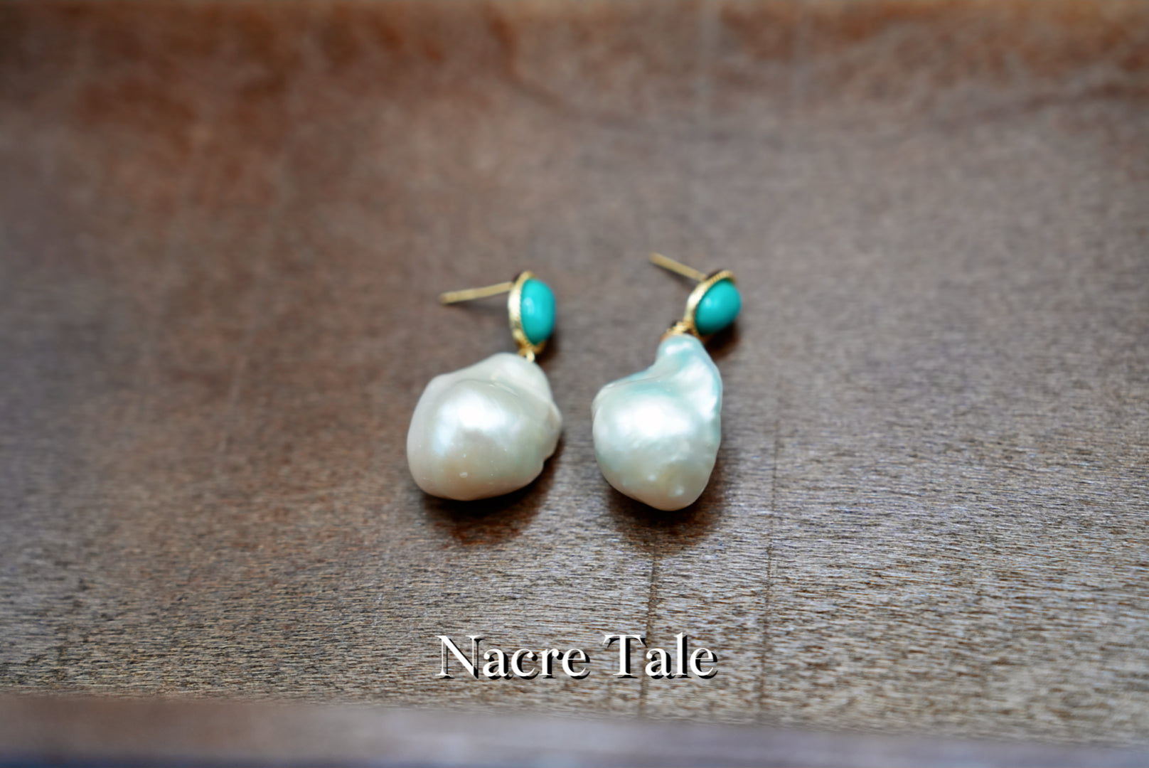 Nacre Tale Baroque Pearl & Turquoise Drop Earrings - Gold-tone Bohemian Elegance