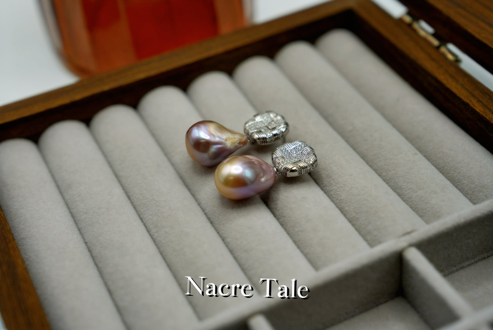 Nacre Tale Baroque Pearl Drop Earrings - Silver with Sparkling Stone Accents