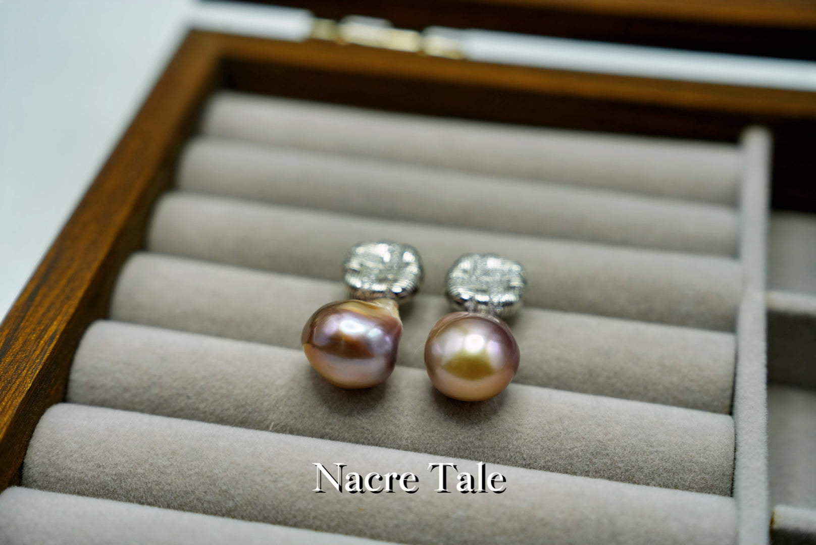 Nacre Tale Baroque Pearl Drop Earrings - Silver with Sparkling Stone Accents
