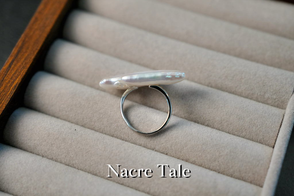 Nacre Tale Baroque Pearl Ring - Sterling Silver with Unique Organic-Shaped Pearls