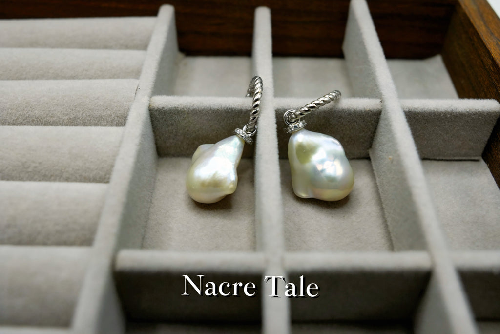 Nacre Tale Baroque Pearl Drop Earrings - Sterling Silver with Unique Natural Pearls